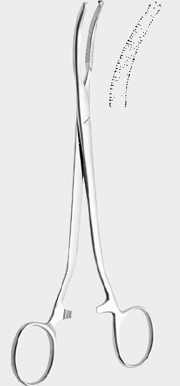 Затискач МІКУЛІЧА (MIKULICZ) очеревинний, злегка вигнутий, 1х2 зубці, 20 см (сm)